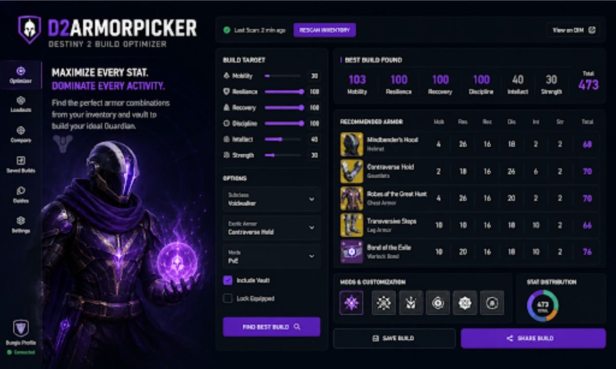 D2ArmorPicker App Tool for Destiny 2 Armor Optimization